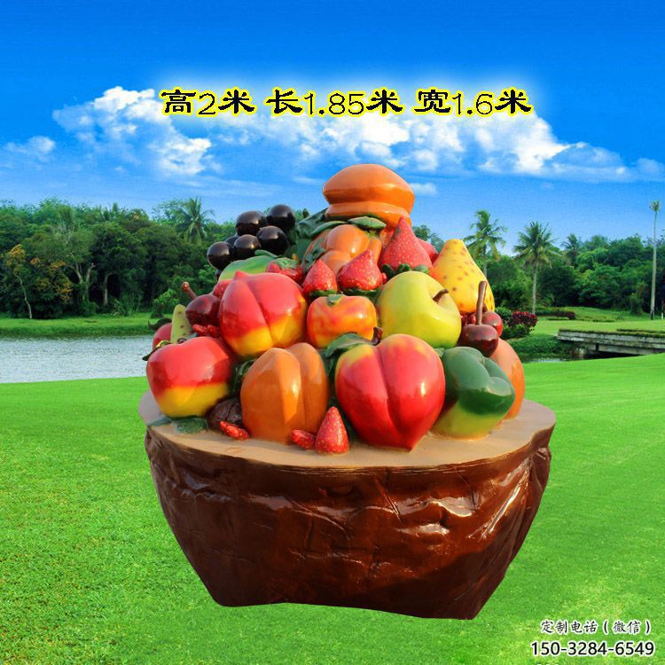 果籃雕塑訂做，室外軟裝，鐵藝果籃雕塑供應(yīng)