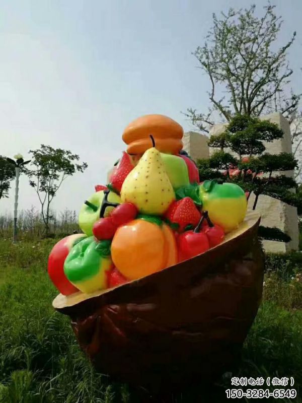 果籃雕塑供需，室外軟裝，抽象鐵藝果籃雕塑制作