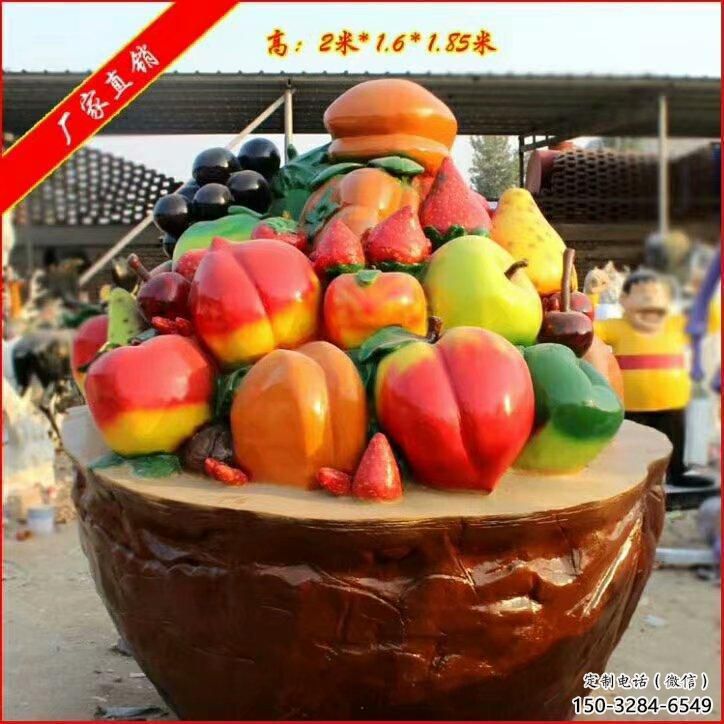 景觀果籃雕塑優(yōu)選，景區(qū)案例，鐵藝果籃雕塑選用