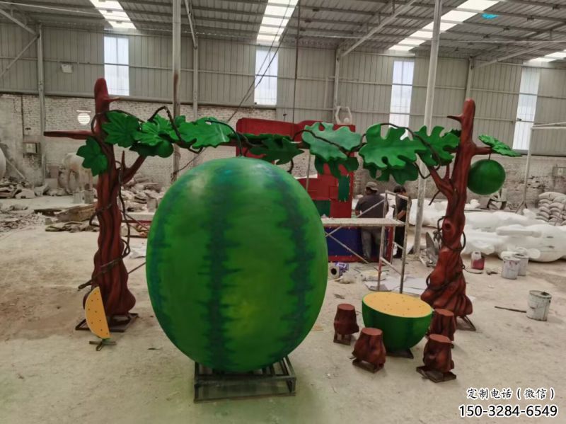 果籃雕塑生產(chǎn)，戶外擺放，西瓜果籃雕塑精選