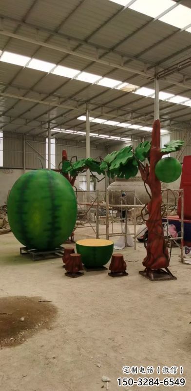 果籃雕塑優(yōu)選，陸地?cái)[件，西瓜果籃雕塑制作