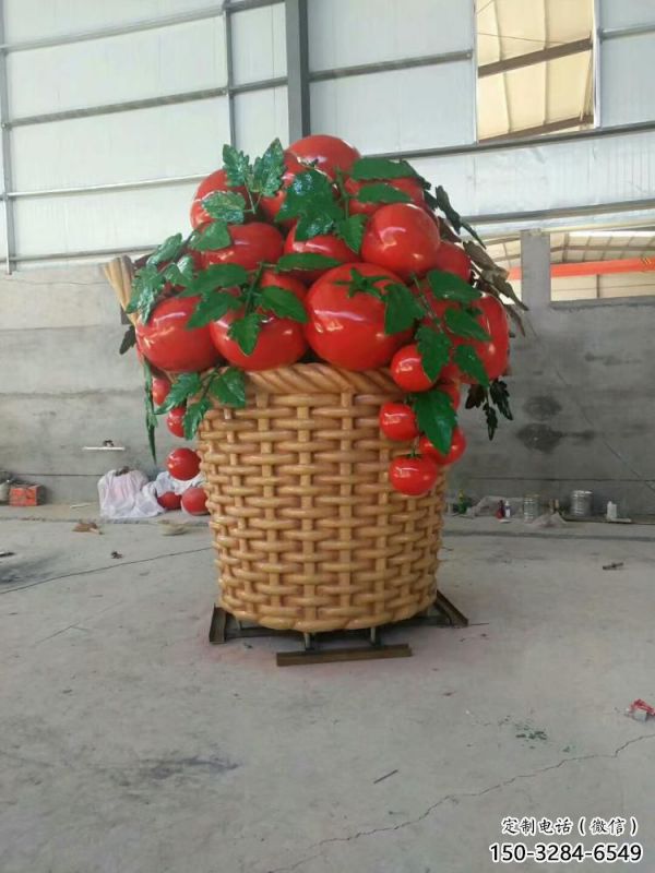 景觀果籃雕塑定制，景觀雕塑，鴨梨果籃雕塑展品