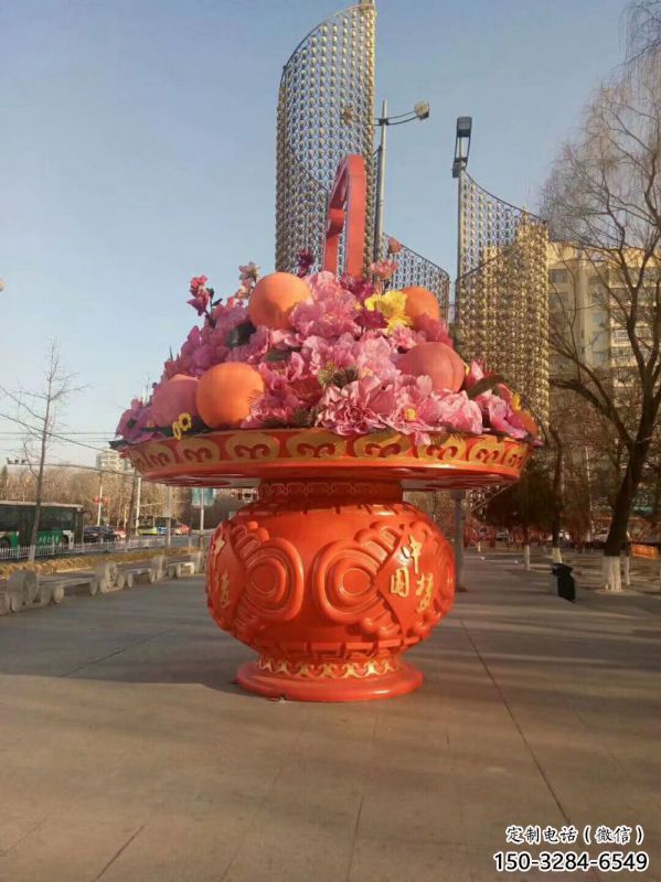 景觀抽象花籃雕塑供需，美陳雕塑，歐式景觀花朵花籃雕塑承接