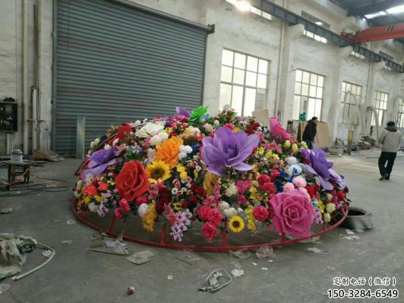 花籃雕塑工廠選用，街道標(biāo)識，景觀園林葵花花籃雕塑批發(fā)