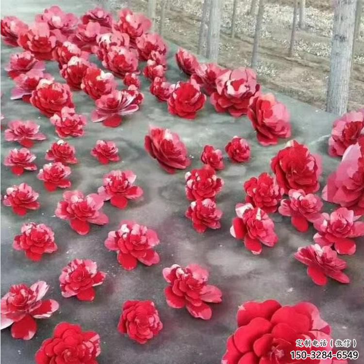 抽象花籃雕塑制造，公園雕塑，鏡面玫瑰花花籃雕塑展品