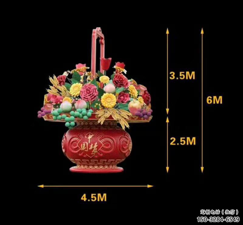 雕塑花籃景觀制造，街景小品，景觀裝飾鐵藝花籃雕塑優(yōu)價(jià)