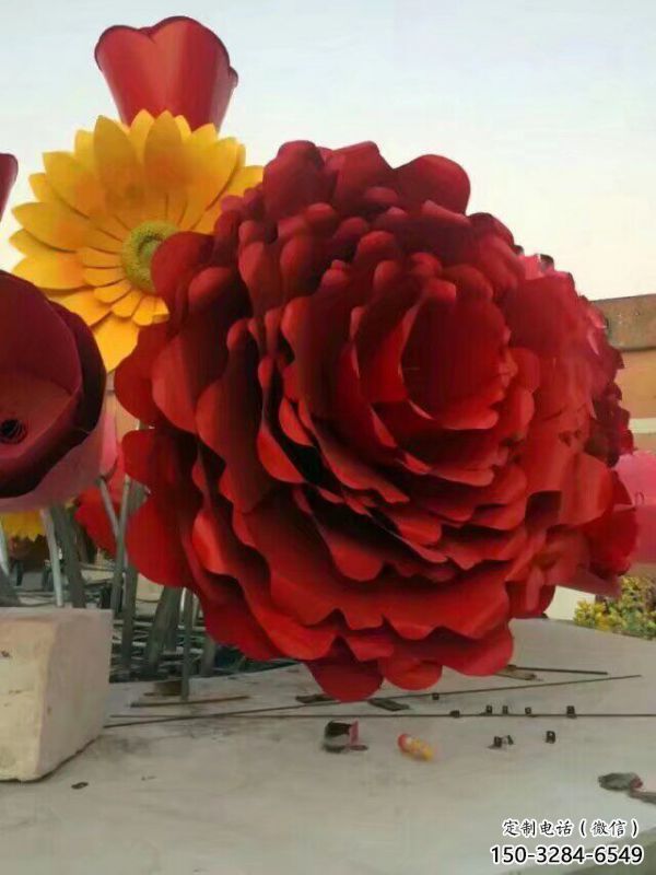 金屬花籃雕塑制作觀賞型，城市裝飾，空間月季花花籃雕塑標準