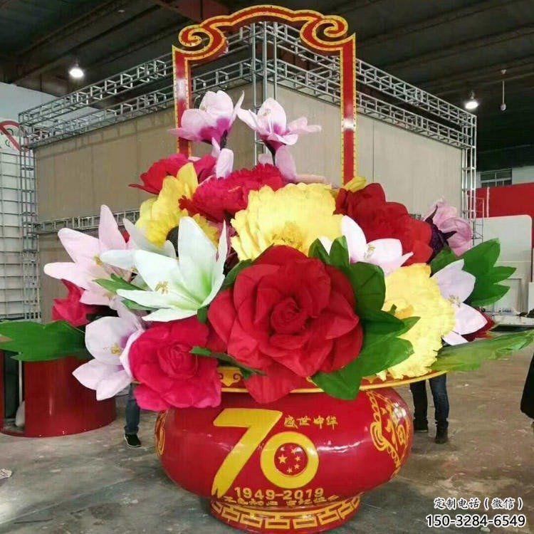 花籃雕塑供求，村標概念金屬花籃雕塑通用