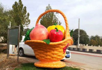 廣場(chǎng)果籃雕塑供需，廣場(chǎng)雕塑，廣場(chǎng)玻璃鋼果籃雕塑定制