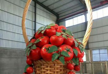 果籃雕塑訂做供需，景區(qū)雕塑，烤漆玻璃鋼果籃雕塑定價(jià)