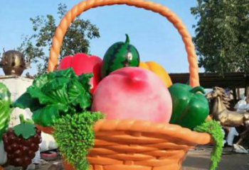 果籃雕塑優(yōu)選，多彩藝術(shù)，抽象玻璃鋼果籃雕塑選用