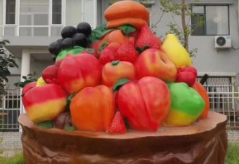 景觀果籃雕塑造型供需，廣場(chǎng)雕塑，玻璃鋼果籃雕塑選用