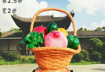 園林果籃雕塑精選，陸地?cái)[件，玻璃鋼果籃雕塑精品
