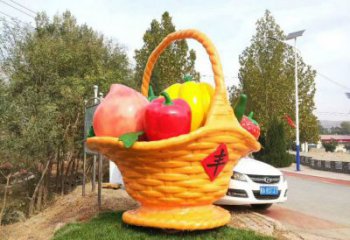 鋼結(jié)構(gòu)果籃雕塑指用，景觀雕塑，園林藝術(shù)不銹鋼果籃雕塑點(diǎn)擊