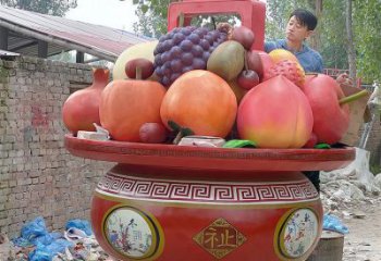 景觀果籃雕塑擺件優(yōu)選，陸地擺件，園林藝術(shù)不銹鋼果籃雕塑供應(yīng)