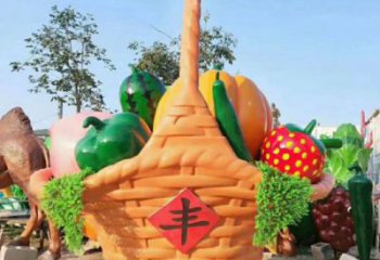 果籃雕塑擺件制造，酒店擺件，仿真果籃雕塑選定