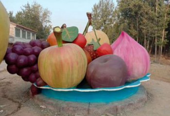 果籃雕塑定制，歐式風(fēng)格，仿真果籃雕塑供給