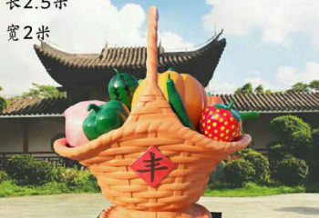 果籃雕塑觀賞型，露天雕塑，仿真果籃雕塑訂做