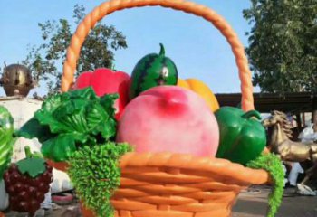 果籃雕塑供給，中式工藝，仿真果籃雕塑精品