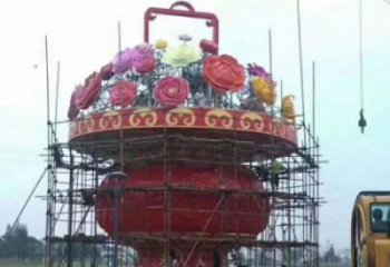 彩繪景觀(guān)花籃雕塑生產(chǎn)，景區(qū)案例，彩繪不銹鋼花籃雕塑優(yōu)選