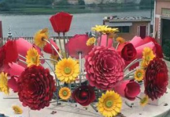 商場花籃雕塑常用，公園小品，房地產(chǎn)玫瑰花花籃雕塑生產(chǎn)商