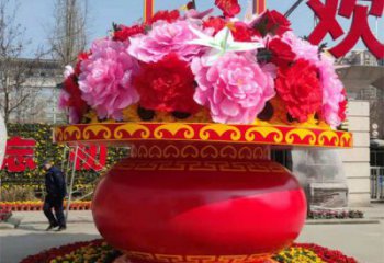 慶典花籃雕塑，商場美陳雕塑，花朵組合裝置雕塑
