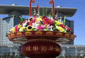花籃雕塑訂做，多彩藝術(shù)，商業(yè)景區(qū)花籃雕塑制造