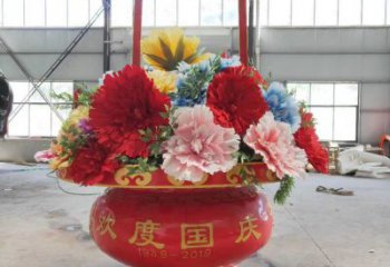 文化花籃雕塑特供，地標(biāo)擺件，景區(qū)花籃雕塑選用