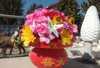 花籃雕塑定價，景觀雕塑，園林旅游區(qū)花籃雕塑擺件