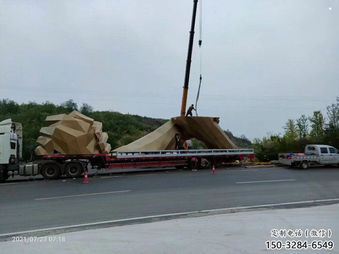 握手地標(biāo)雕塑，不銹鋼城市雕塑制作