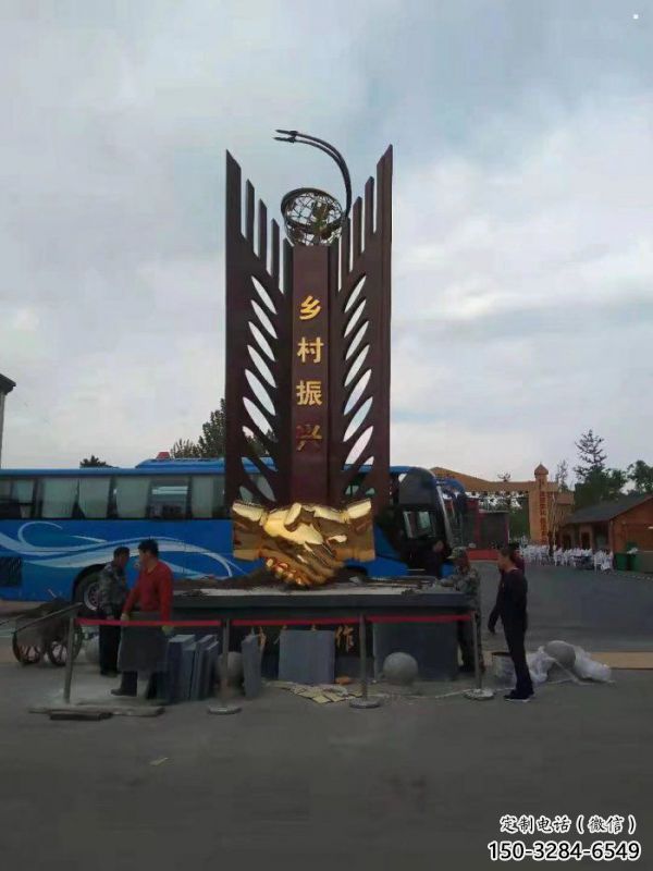 藝術(shù)類(lèi)握手美陳雕塑，不銹鋼材質(zhì)構(gòu)件