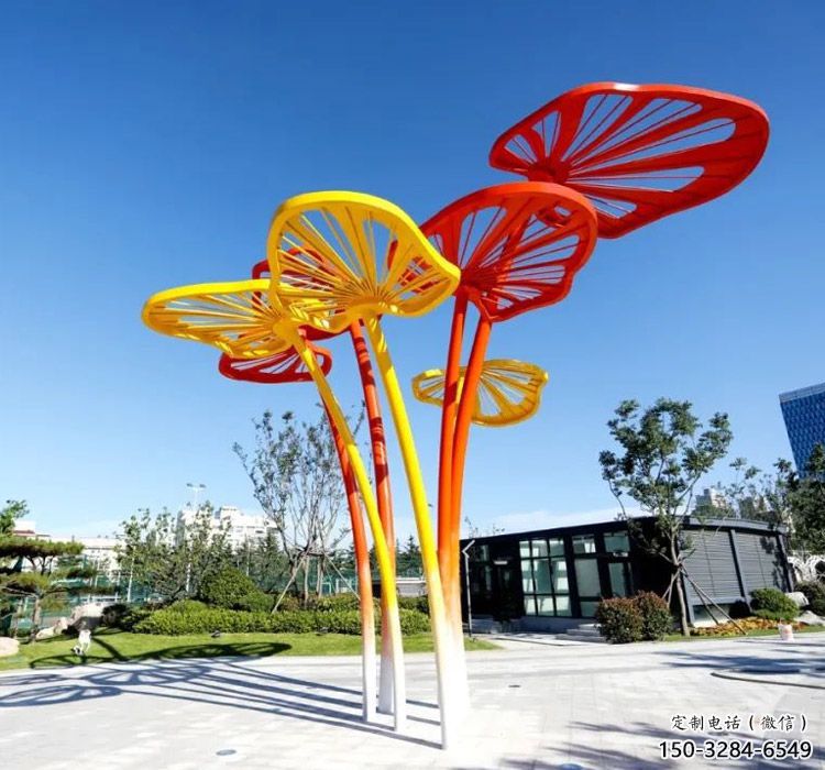 不銹鋼鏤空樹(shù)葉廊架雕塑制作