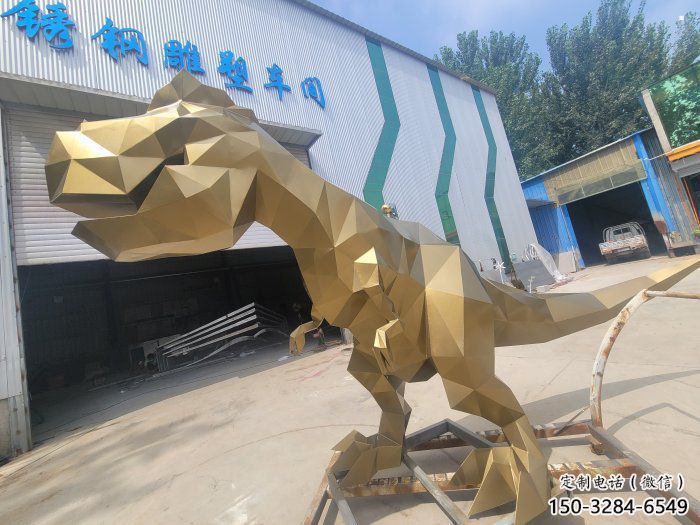 抽象恐龍雕塑供應(yīng)，花園小品，幾何恐龍雕塑制作廠家