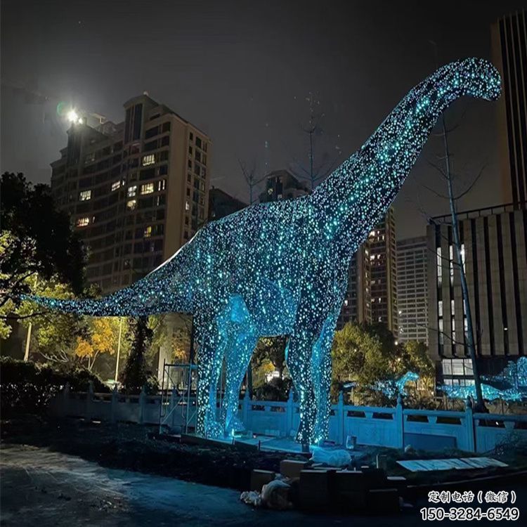 鏤空恐龍雕塑供需，標識雕塑，燈光恐龍雕塑制造商