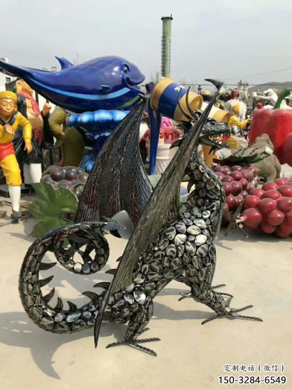 鐵藝恐龍雕塑制造商，室外軟裝，鐵藝恐龍雕塑制作