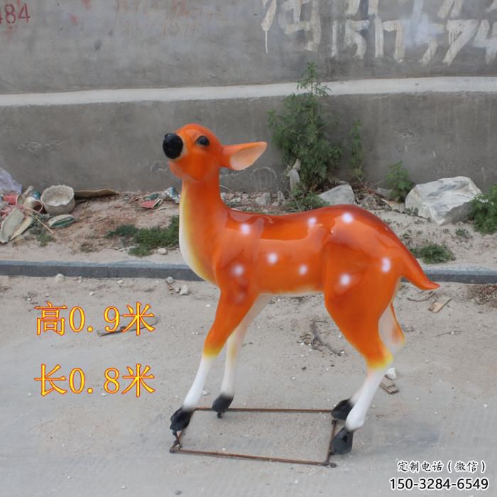 大型小鹿雕塑，彩繪工藝，玻璃鋼動(dòng)物雕塑擺件