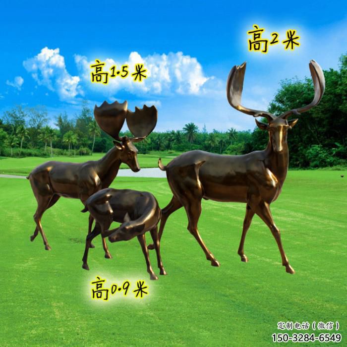 烤漆梅花鹿雕塑，彩繪工藝，玻璃鋼動物雕塑廠家