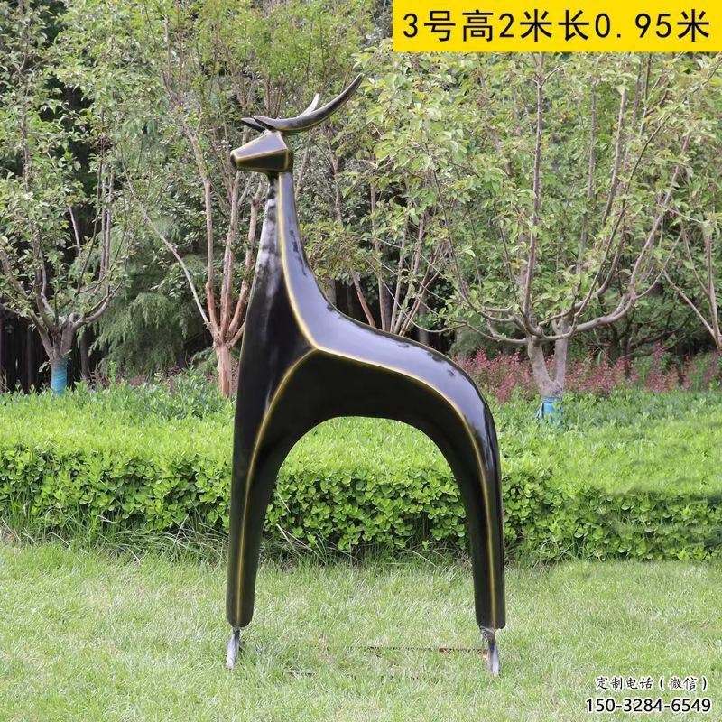 小鹿方案供應(yīng)，圓雕體系，抽象小鹿雕塑制作