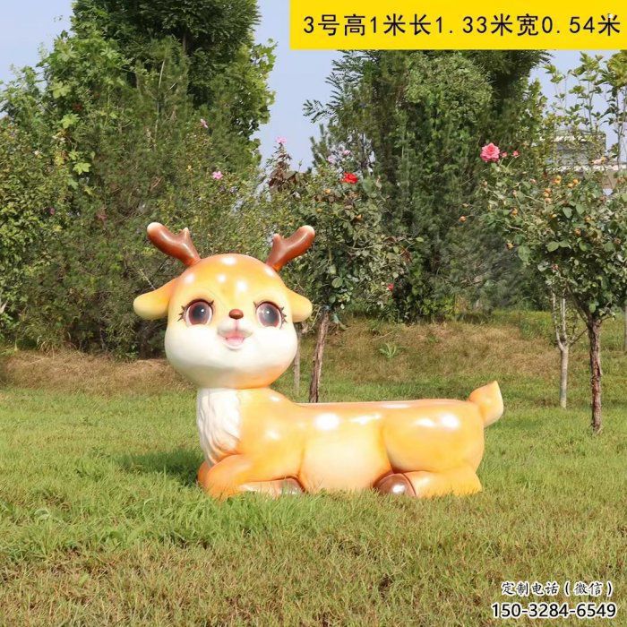 小鹿雕塑制造商，靜態(tài)雕塑，園林卡通小鹿雕塑訂做