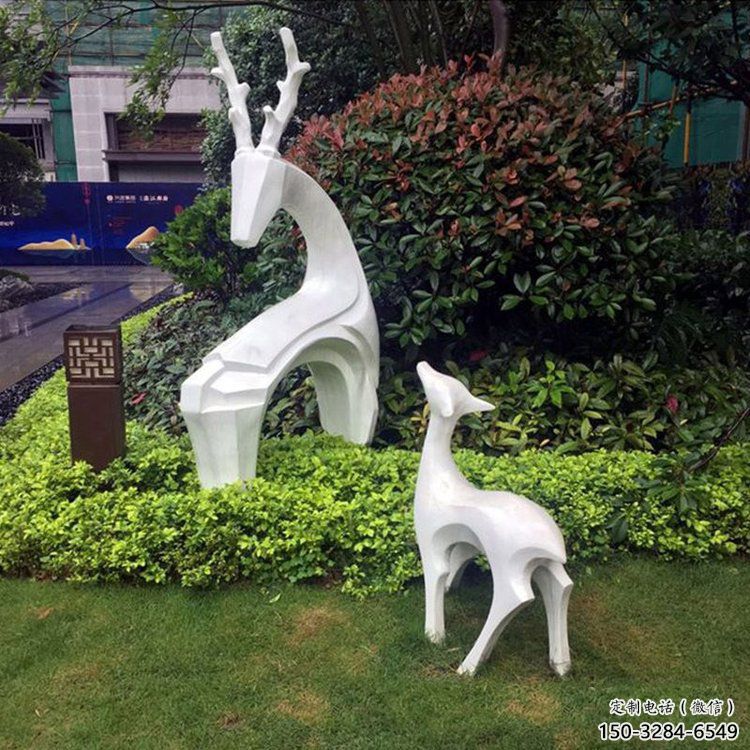 抽象鹿雕塑，幾何造型，不銹鋼抽象鹿雕塑廠家