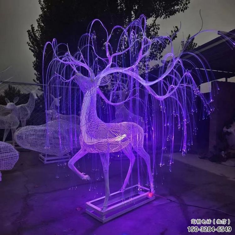 梅花鹿雕塑優(yōu)選，陸地擺件，燈光藝術(shù)梅花鹿雕塑供應
