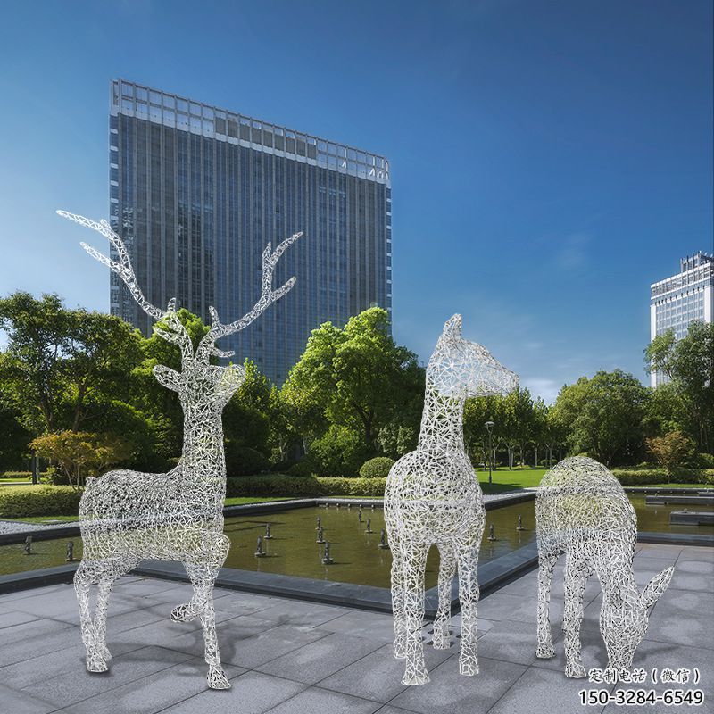 梅花鹿雕塑常用，景觀概念，鏤空梅花鹿雕塑展品