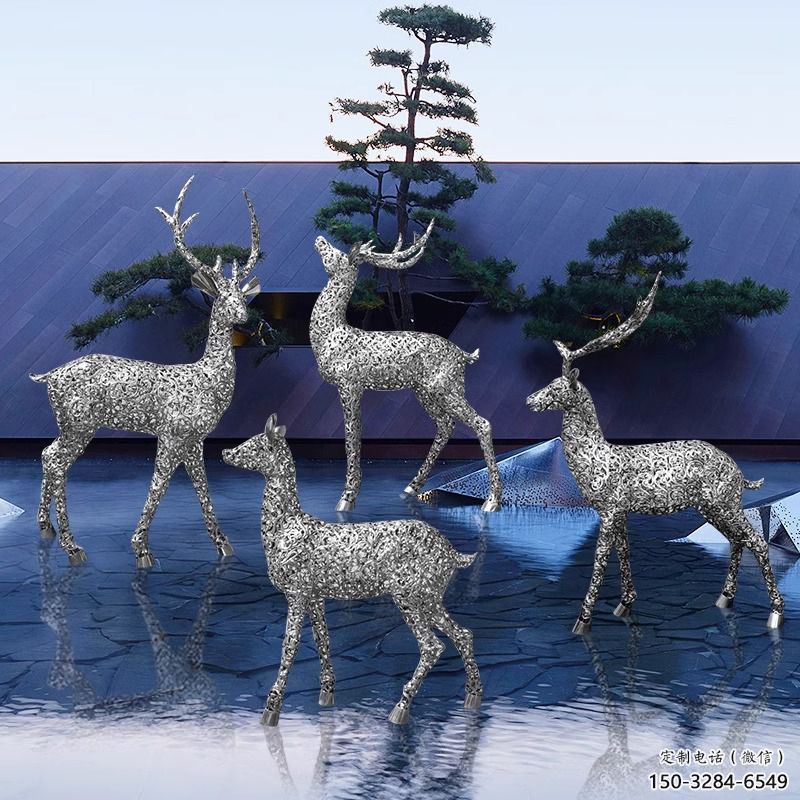 梅花鹿雕塑工廠，城市裝飾，景觀鏤空梅花鹿雕塑供給