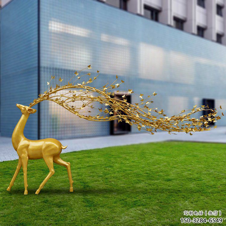 大型梅花鹿雕塑制作，花園小品，仿真梅花鹿雕塑提供