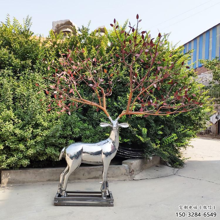梅花鹿雕塑常用，不銹鋼組合，仿真鏡面梅花鹿雕塑定價(jià)