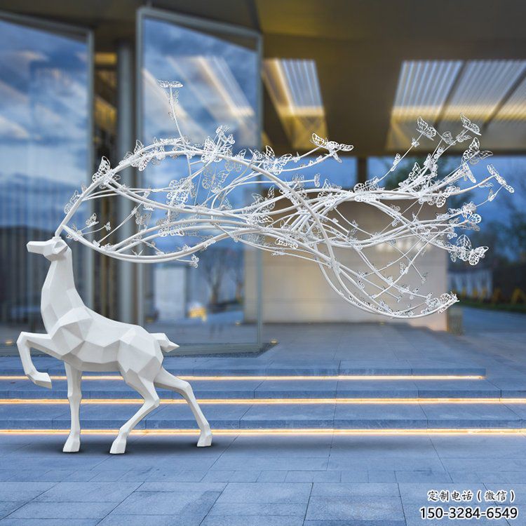 梅花鹿雕塑廠家，露天雕塑，切面工藝動物雕塑訂做