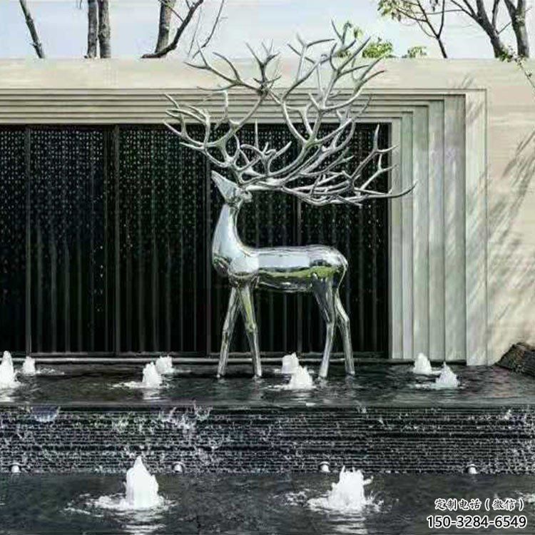 梅花鹿雕塑定制，動物風格，鏡面梅花鹿雕塑供給