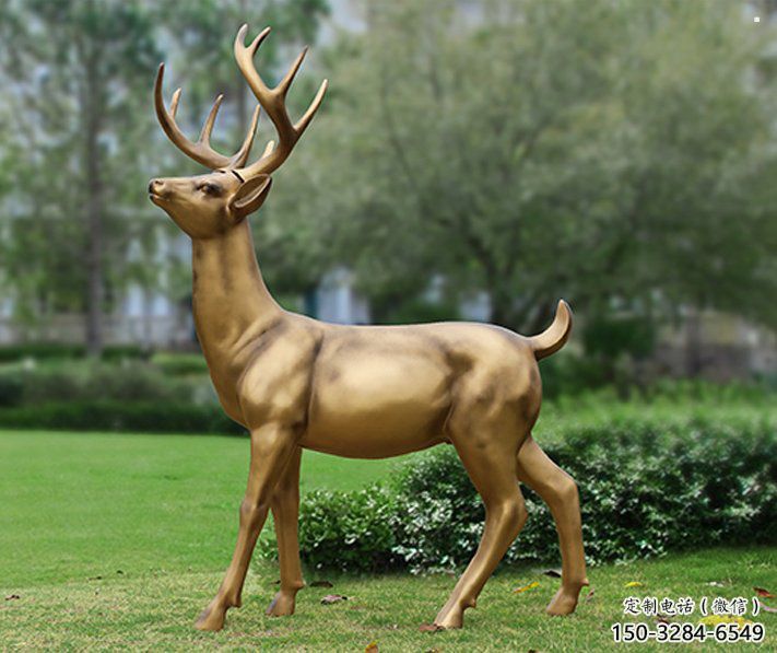 梅花鹿銅雕塑精品，小區(qū)雕塑，景觀梅花鹿銅雕塑提供