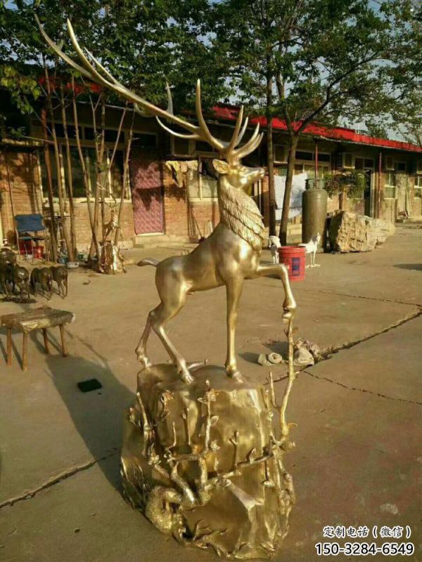 梅花鹿銅雕塑供需，室外軟裝，金屬梅花鹿銅雕塑制作
