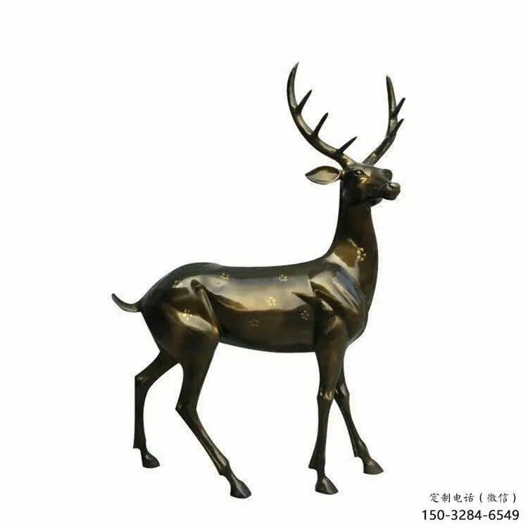 銅梅花鹿雕塑提供，園林裝飾，小區(qū)梅花鹿銅雕塑承接